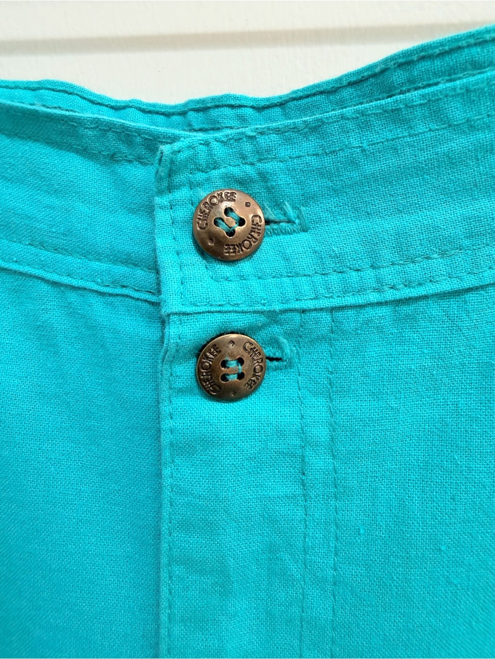 Vintage 80s Cherokee High Waist Pleated Tapered Pants Turquoise Aqua Sz 13 USA - Picture 4 of 14